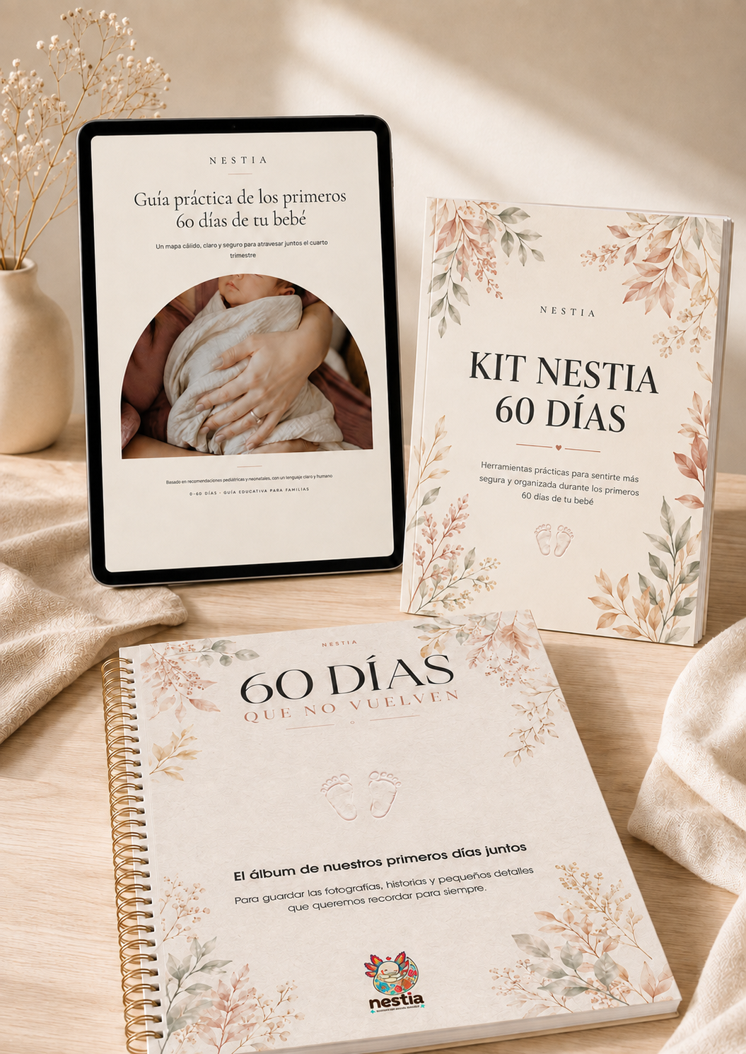 Pack Completo Nestia con guía, kit digital escribible y álbum de los primeros 60 días
