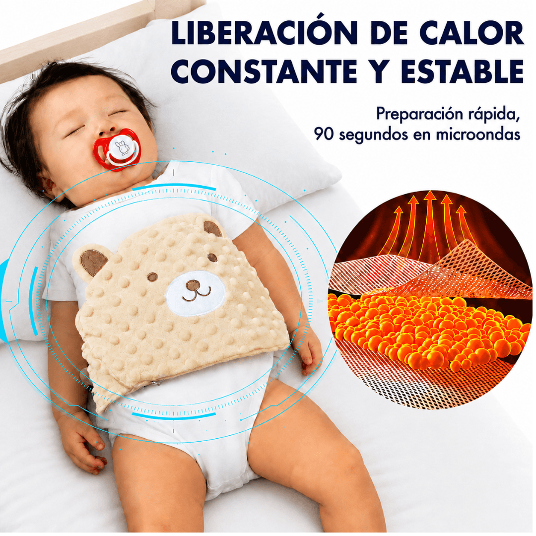 CalmaOsito™ Faja Térmica de Semillas para Aliviar los Cólicos y Gases de tu Bebé
