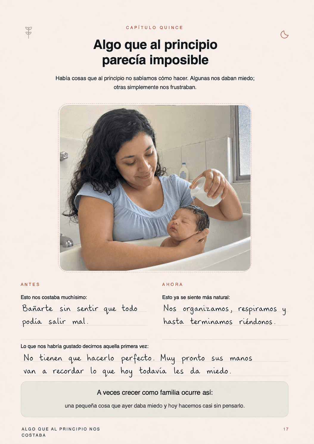 Página del álbum Nestia para recordar el primer baño